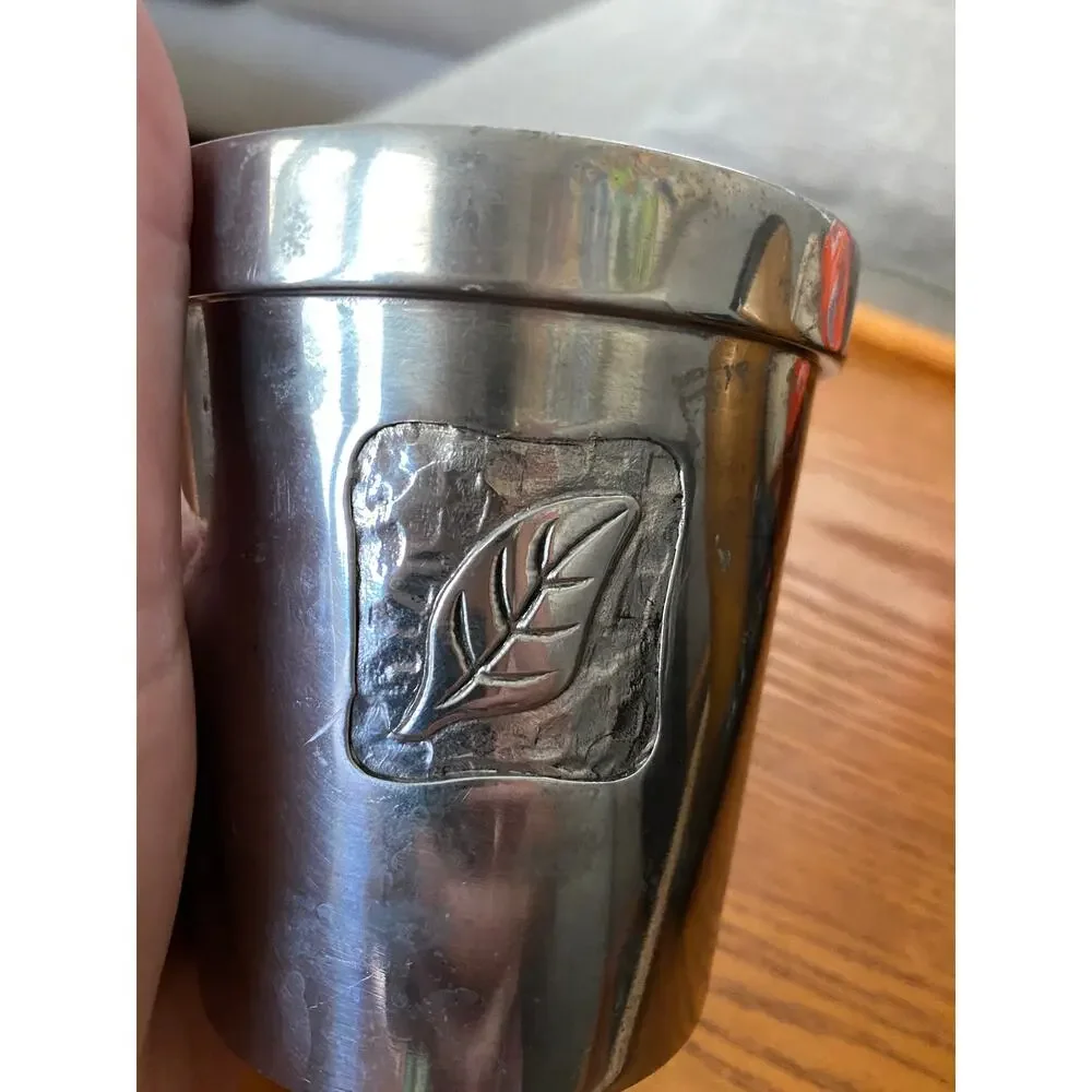 Pewter flower pot, candle holder, small